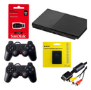 Playstation 2 Slim Ps2 Com 2 Controles Desbloqueado OPL Garantia + 20 Jogos