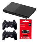 Playstation 2 Slim Ps2 Com 2 Controles Desbloqueado OPL Garantia + 20 Jogos
